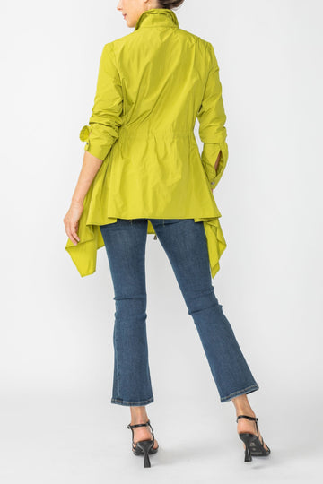 Lime Cinched Waist Blouse With Pocket
